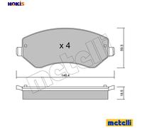FITS CHRYSLER VOYAGER MK III 2.4 BRAKE PAD SET, DISC BRAKE 2205240 METELLI