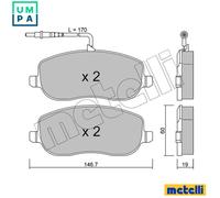 BRAKE PAD SET DISC BRAKE 22-0530-0 FOR PEUGEOT EXPERT/Platform/Chassis/Van 2.2L
