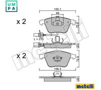 Brake pads 22-0549-1 METELLI for AUDI SEAT