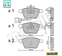Brake pads 22-0549-4 METELLI for VW AUDI