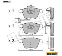 Brake pads 22-0549-4 METELLI for VW AUDI