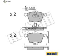 Brake pads 22-0550-1 METELLI for VW TRANSPORTER / CARAVELLE Mk IV Bus