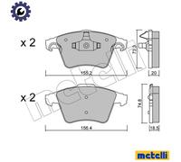 Brake pads 22-0552-3 METELLI for VW TRANSPORTER / CARAVELLE Mk V Bus