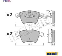BRAKE PAD SET DISC BRAKE 22-0552-3 FOR VW CARAVELLE/TRANSPORTER/VI/Bus/T6/Mk