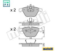 Brake pads 22-0558-4 METELLI for BMW X1 3 3 Touring 3 Coupe 3 Convertible