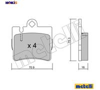 Metelli Disc Brake Pad Set 22-0597-0 for Mercedes-Benz OM 613.960 3.2L 6cyl 5.0L