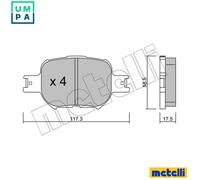 Brake pads 22-0614-0 METELLI for TOYOTA CELICA Coupe COROLLA Verso