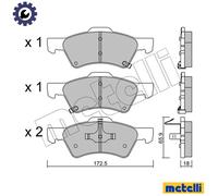 Brake pads 22-0623-0 METELLI for CHRYSLER VOYAGER Mk III