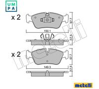 Brake pads 22-0640-0 METELLI for BMW 1 3