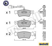 Brake pads 22-0661-1 METELLI for VW MULTIVAN Mk V TRANSPORTER Mk V Van