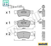 Brake pads 22-0661-1 METELLI for VW MULTIVAN Mk V TRANSPORTER Mk V Van