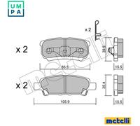 BRAKE PAD SET DISC BRAKE 22-0737-0 FOR MITSUBISHI OUTLANDER/SUV CEDIA/VII 1.3L