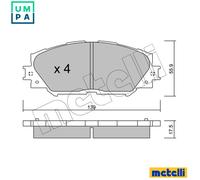 Brake pads 22-0747-0 METELLI for TOYOTA SUBARU