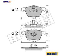 Brake pads 22-0833-0 METELLI for VOLVO XC90 I V70 Mk II S60 I