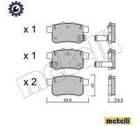 Brake pads 22-0868-0 METELLI for HONDA ACCORD VIII ACCORD VIII Estate