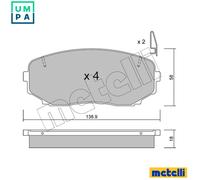 Brake pads 22-0872-0 METELLI for MAZDA CX-7 CX-9 CX-5