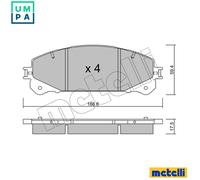 Brake pads 22-0938-0 METELLI for LEXUS TOYOTA SUBARU