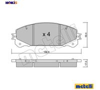 Brake pads 22-0938-0 METELLI for LEXUS TOYOTA SUBARU