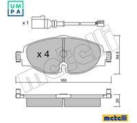 metelligroup 22-0950-0K Brake Pads, Made in Italy, Spare Parts for Cars