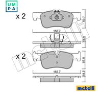 BRAKE PAD SET DISC BRAKE 22-0959-0 FOR BMW 1/F20/E87 B37D15A B38B15A 1.5L 3cyl