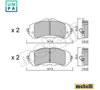 Brake pads 22-0983-0 METELLI for PEUGEOT OPEL CITROËN TOYOTA DS FIAT