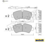 Brake pads 22-0991-1 METELLI for FORD TOURNEO CUSTOM V362 Bus TRANSIT V363 Bus