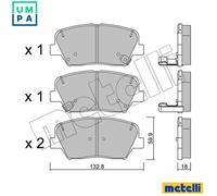 Brake pads 22-1026-0 METELLI for KIA HYUNDAI