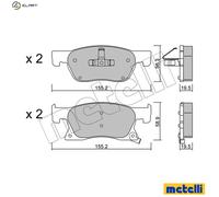 Brake pads 22-1114-0 METELLI for OPEL ASTRA K ASTRA K Sports Tourer