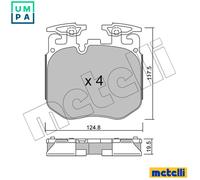 Metelli Disc Brake Pads 22-1147-0 for BMW 3/5/6/7 X5/X7/8 Gran Turismo Coupe Touring