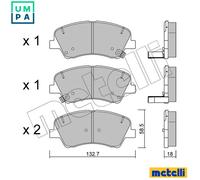 Brake pads 22-1167-0 METELLI for KIA RIO IV STONIC RIO IV Saloon