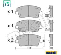 METELLI 22-1168-0 Brake pad set