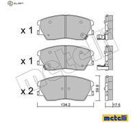 BRAKE PAD SET DISC BRAKE 22-1305-0 FOR KIA G4FJ/G4FG 1.6L G4NA/G4NH 2.0L 4cyl
