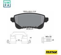 Brake Pads Full Set Of 4 Rear + Accessories 2210301 Textar For Nissan Renault
