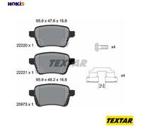 Textar Rear Brake Pads fits Opel Adam Vauxhall Corsa Corsavan 2222001