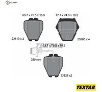 Textar Front Brake Pad Set 2311901 - fits Audi A8 2.5 TDI FWD D2 4D2/4D8