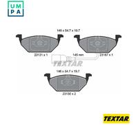 Textar Front Disc Brake Pads 2313101 Full Set of 4 for Audi A2 A3 Seat Altea Leon Skoda VW