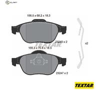 Textar Front Axle Disc Brake Pad Set 2324502 - Fits Renault - Full set of 4 with accessories