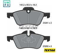 Textar Genuine OE Front Brake Pads Set 2328101 - Full Set of 4 - Fits Mini R50/R53