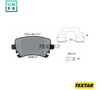 Brake Pads Full Set Of 4 Rear + Accessories 2332601 Textar Audi VW