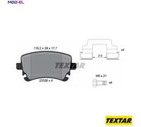 Brake Pads Full Set Of 4 Rear + Accessories 2332601 Textar Audi VW