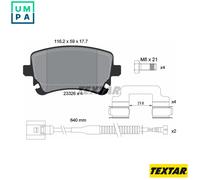 Textar Brake Pads 2332603 Rear – Genuine OE Full Set of 4 with Accessories