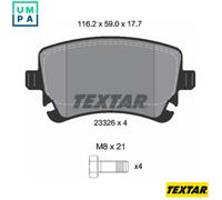 Brake pads 2332611 TEXTAR for BENTLEY CONTINENTAL Coupe CONTINENTAL Convertible