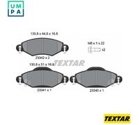 Textar Front Brake Pads fits Toyota Yaris/Vitz 1.0 2334001