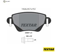Textar Rear Brake Pads 2355701 for Ford - Genuine OE Full Set of 4 + Caliper Screws