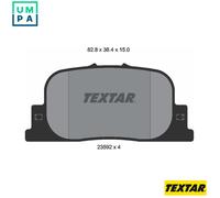 Textar Rear Disc Brake Pad Set 2359201 – Rear Axle, Full Set of 4, Fits Toyota, Genuine OE