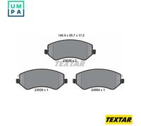 Textar Front Brake Pads 2363801 - Set of 4 - Fits Jeep Cherokee, Chrysler Voyager, Dodge Caravan