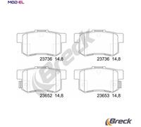 Brake pads 23652 00 704 00 BRECK for HONDA PRELUDE Mk V S2000 STREAM CR-V Mk II