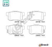 Brake pads 23652 00 704 00 BRECK for HONDA PRELUDE Mk V S2000 STREAM CR-V Mk II