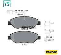 Textar Front Brake Pads 2371104 OE Full Set of 4 with Accessories Fits Fiat Alfa Romeo Lancia