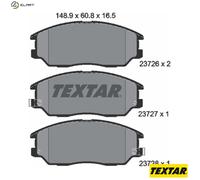 Textar 2372601 Front Axle Disc Brake Pad Set Fits Hyundai Kia Ssangyong